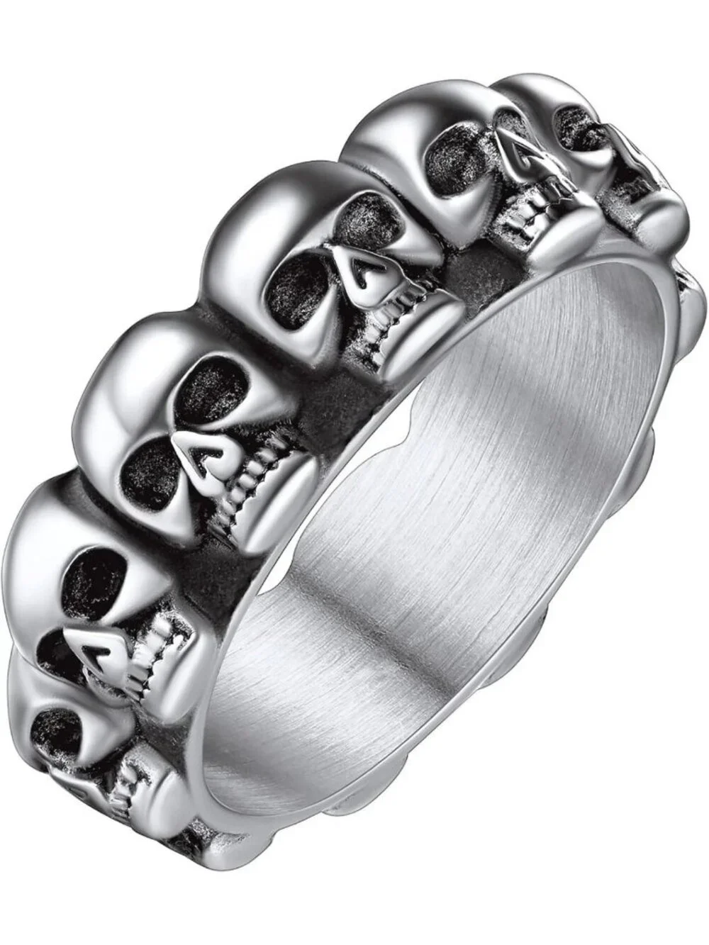 Gothic Skull Ring for Men - Stainless Steel Biker Band, Punk Jewelry, Gift Boxed